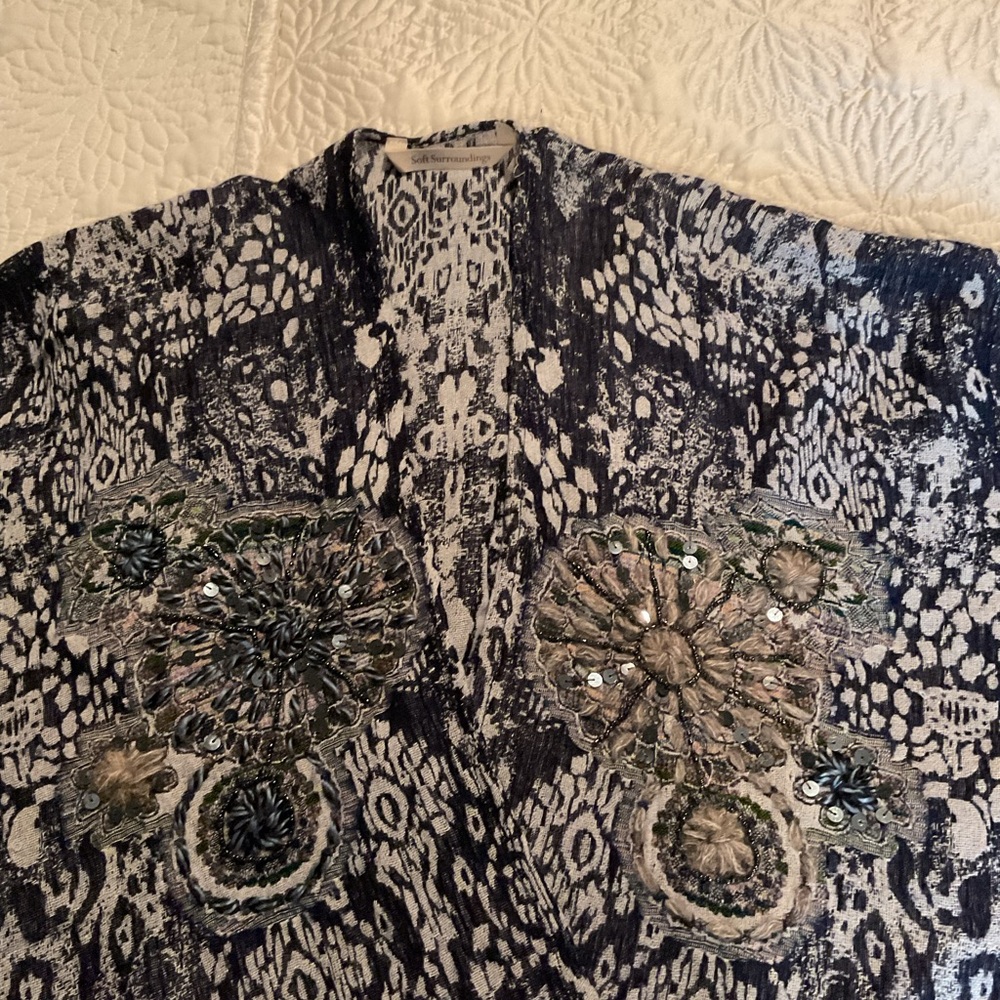 Soft Surroundings Emory Open Front Navy Cardi Top… - image 6